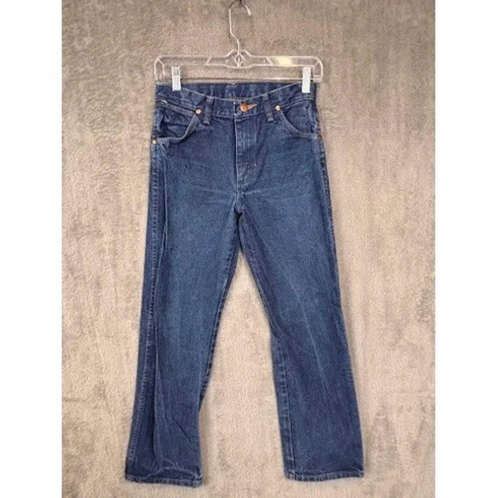 Wrangler Kids Cowboy Cut  Dark Wash Denim Rodeo Jeans Size 14 Regular Adjustable